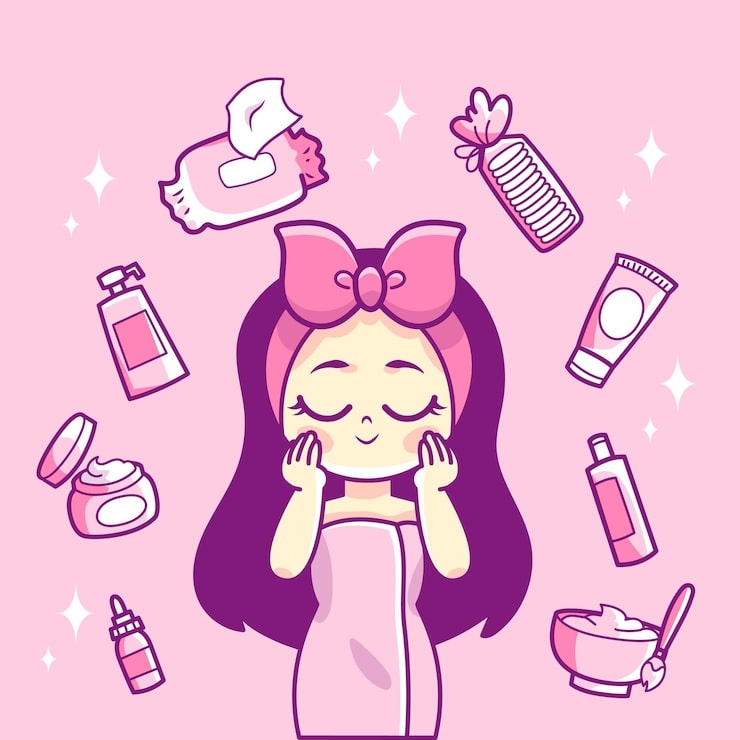Illustration Cute Girl Doing Fac